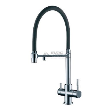 FABIANO Смеситель для кухни на две воды двухрычажный FKM 31.43 Inox Black (8231.403.0056)